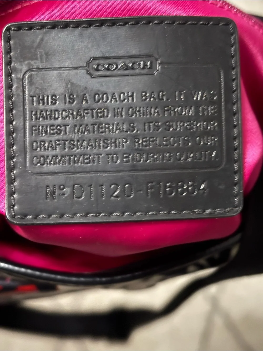Coach Cream Canvas Crossbody with Black Floral Outline and Red Accents